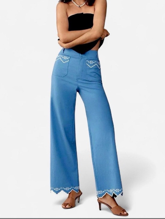 Anthropologie Pants - NWT Anthropologie Maeve The Colette Full-Length Embroidered Pants - 30